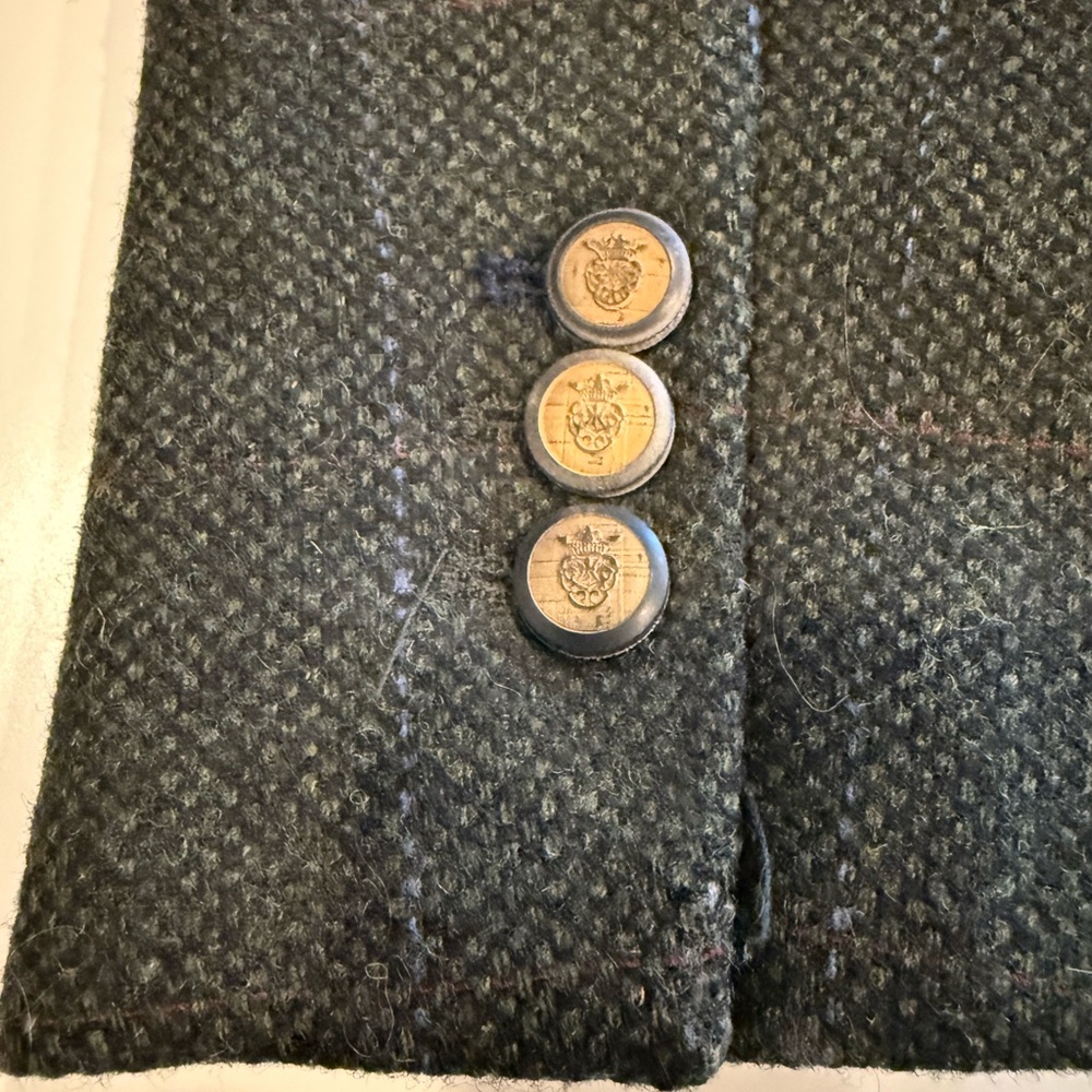 Zara Basic Dark Hunter Green Gray Tweed Plaid Lambswool Blazer- Size L - Picture 11 of 11
